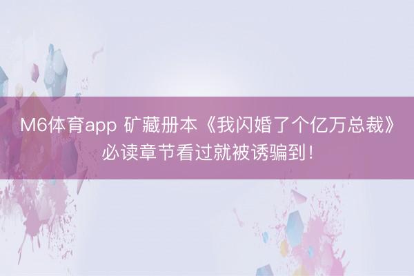 M6体育app 矿藏册本《我闪婚了个亿万总裁》必读章节看过就被诱骗到!