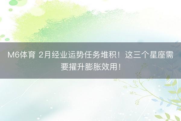 M6体育 2月经业运势任务堆积！这三个星座需要擢升膨胀效用！