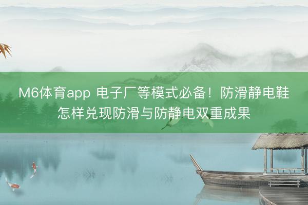 M6体育app 电子厂等模式必备！防滑静电鞋怎样兑现防滑与防静电双重成果