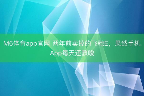 M6体育app官网 两年前卖掉的飞驰E，果然手机App每天还教唆